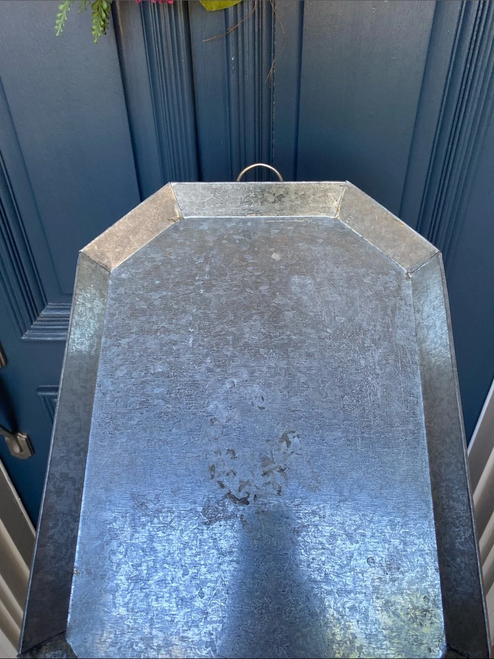 Galvanized Metal Serving Tray - Silver